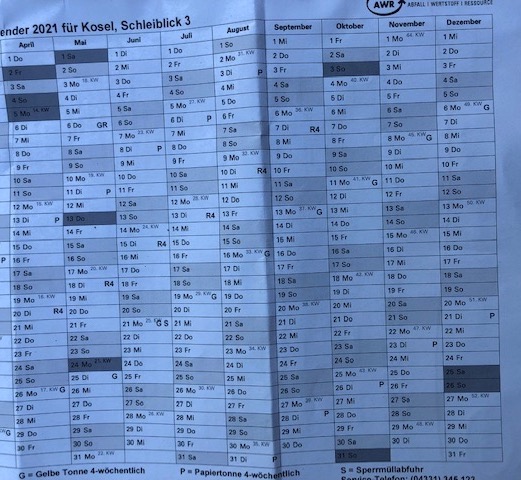 Müllabfuhrplan 2021